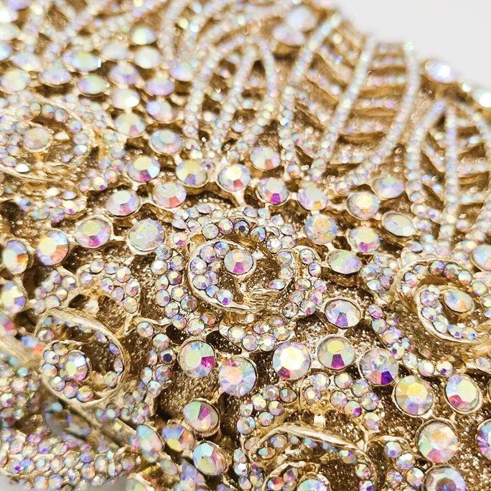 Boutique De FGG Flower Clutch Purse for Women Crystal Clutch Evening Bags Formal Party Rhinestone Purses and Handbags,Mini