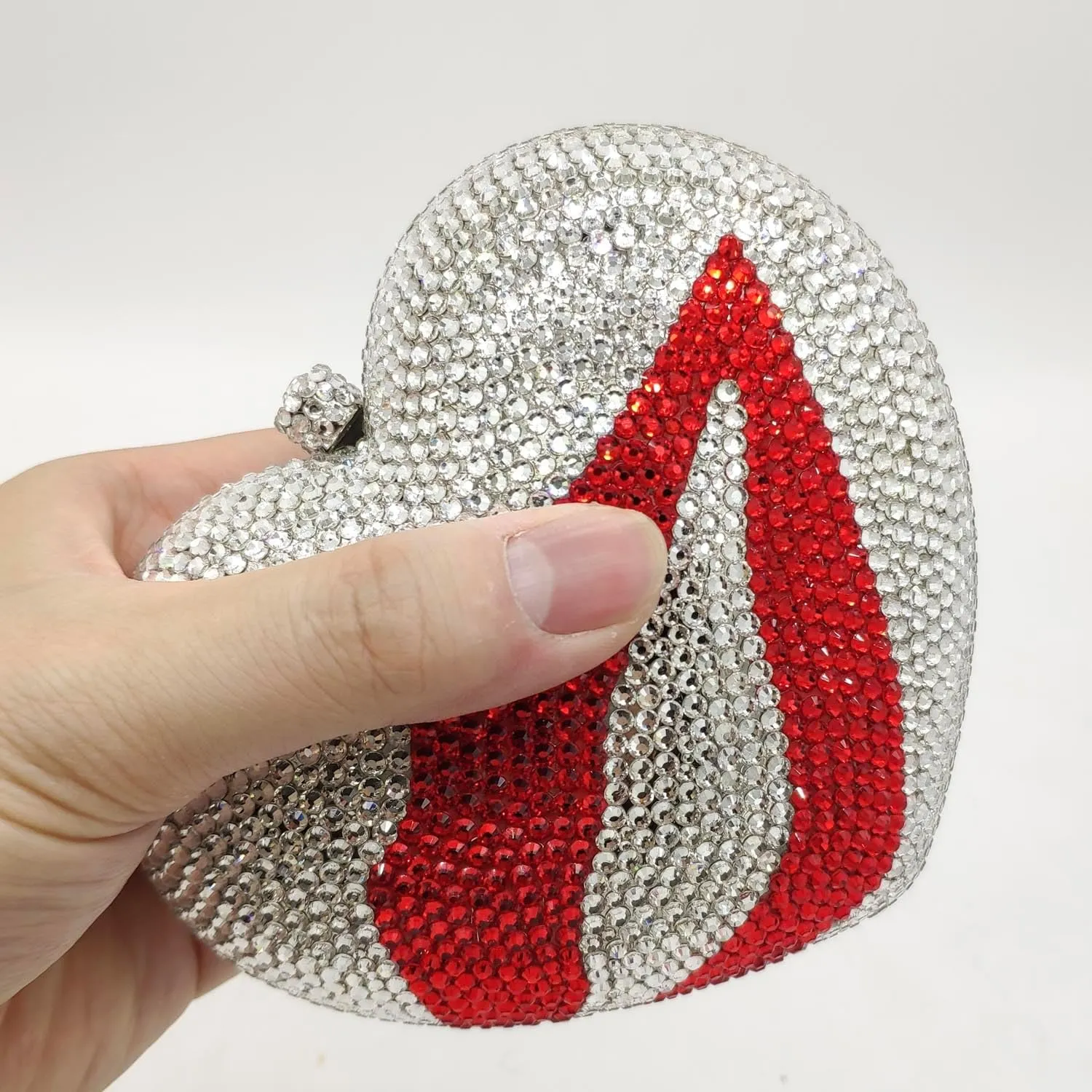 Boutique De FGG Heart Clutch Purses for Women Formal Crystal Evening Bags Rhinestone Clutch Party Minaudiere Handbag,Mini