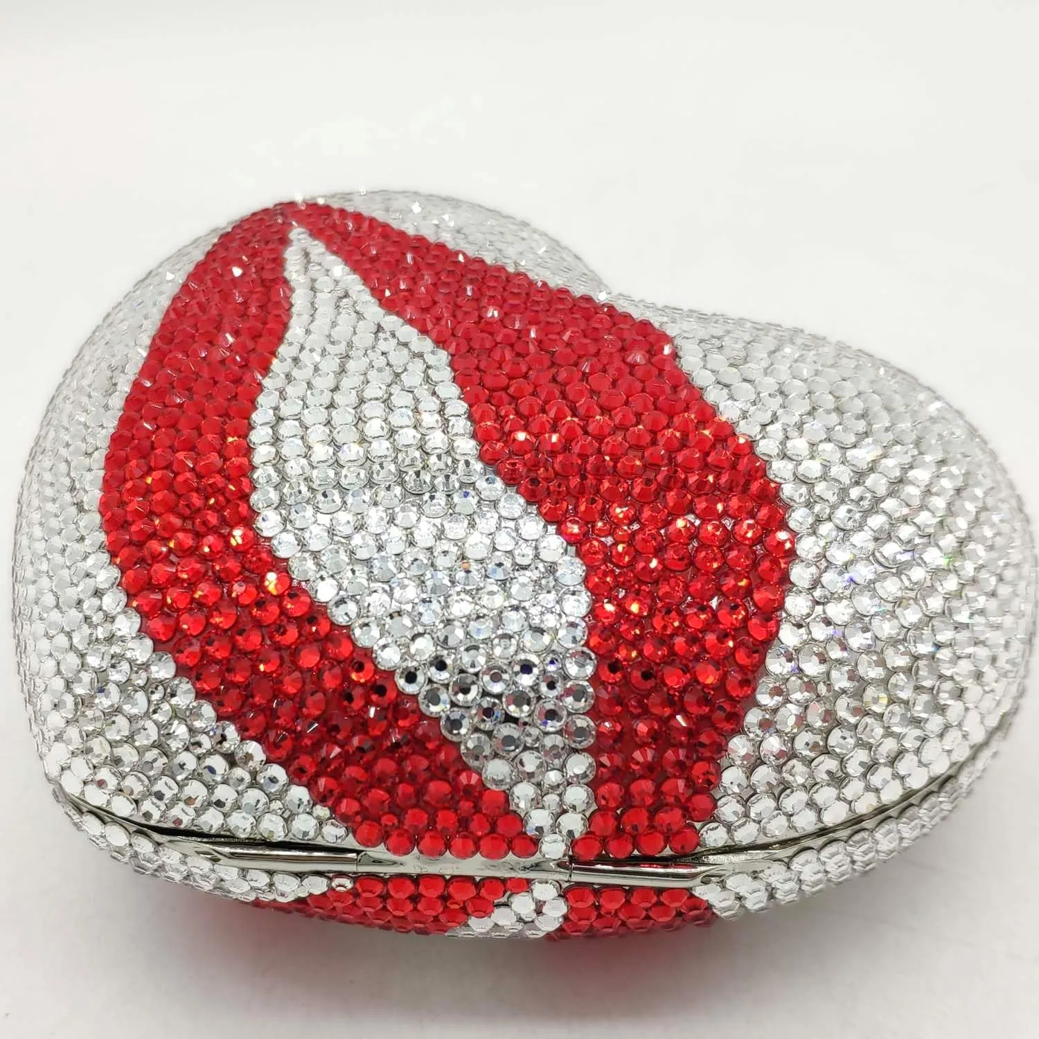 Boutique De FGG Heart Clutch Purses for Women Formal Crystal Evening Bags Rhinestone Clutch Party Minaudiere Handbag,Mini