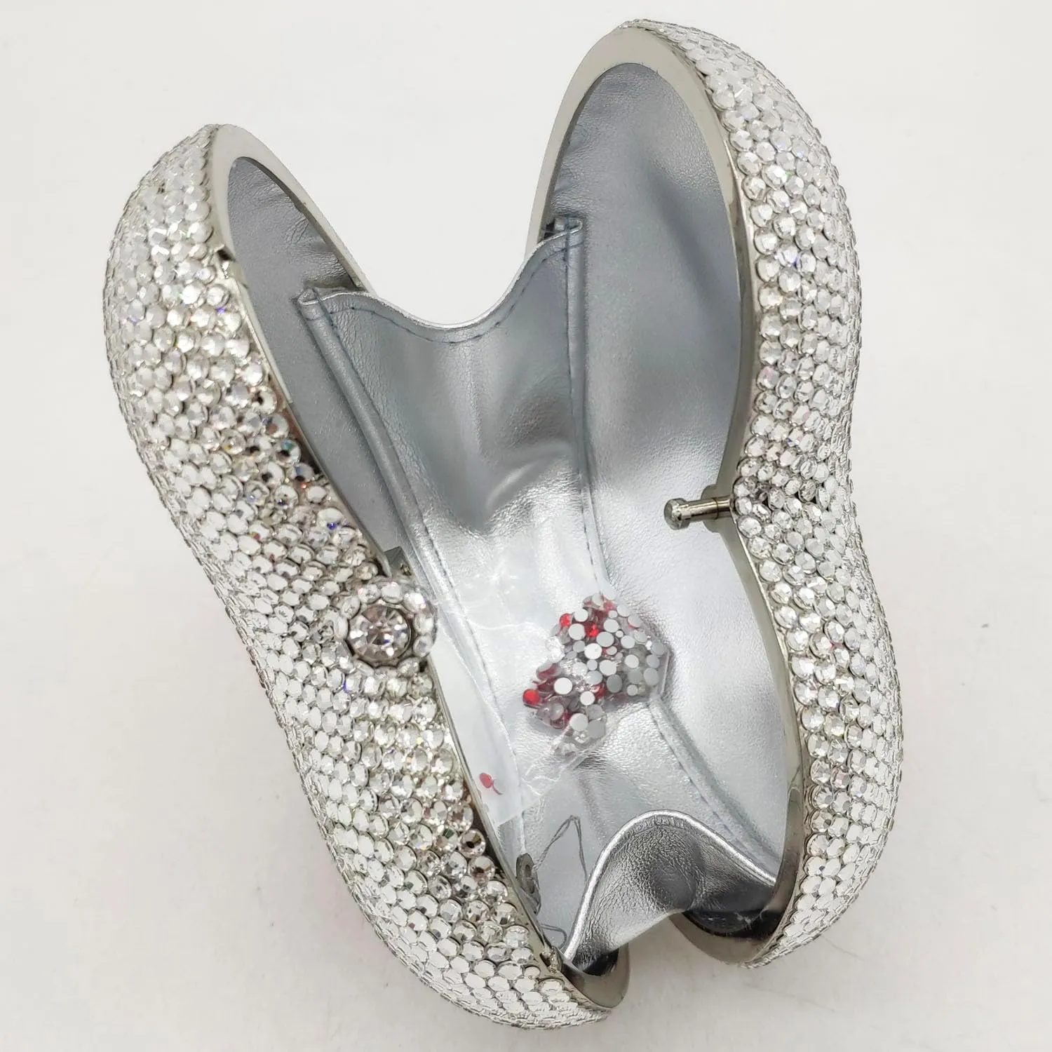 Boutique De FGG Heart Clutch Purses for Women Formal Crystal Evening Bags Rhinestone Clutch Party Minaudiere Handbag,Mini