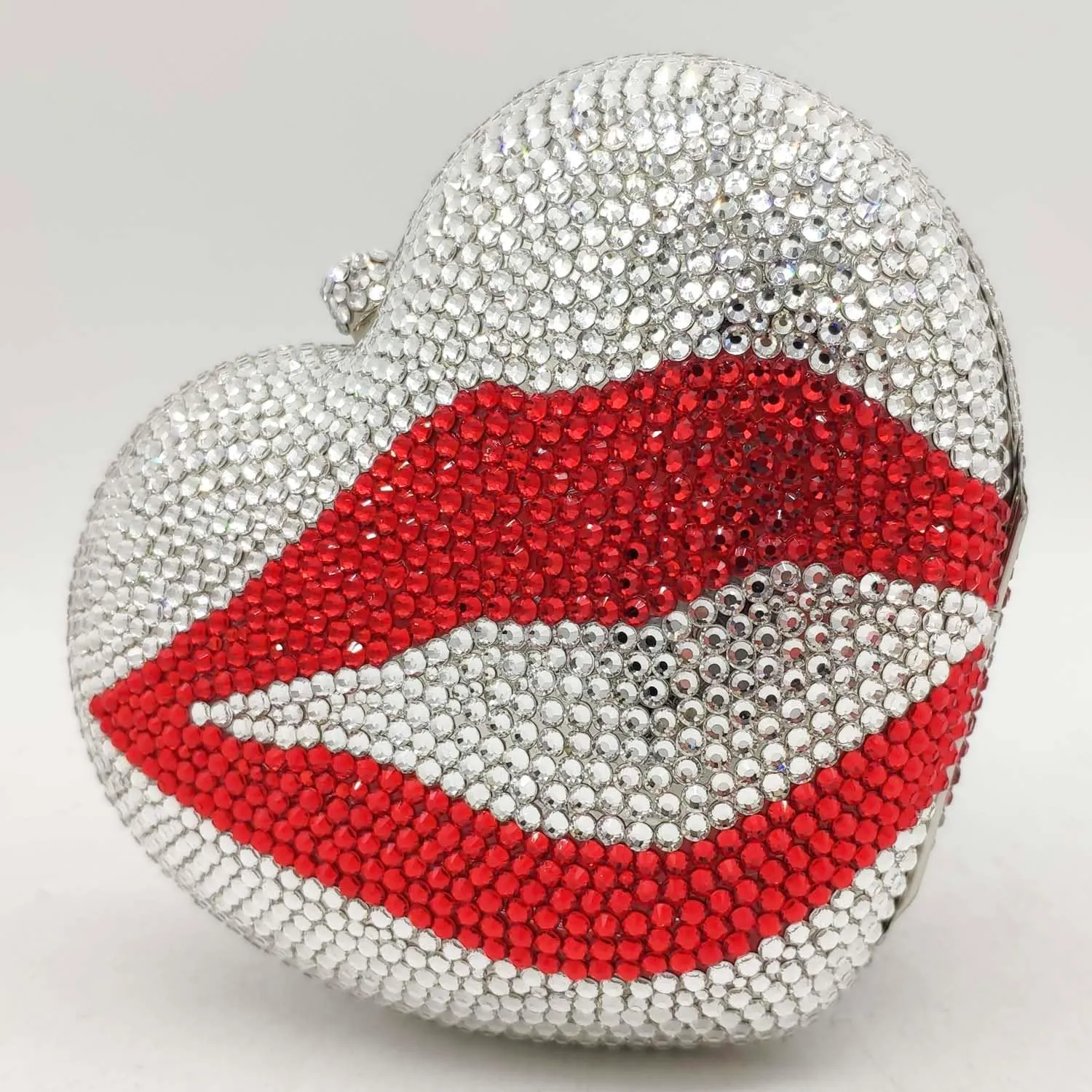 Boutique De FGG Heart Clutch Purses for Women Formal Crystal Evening Bags Rhinestone Clutch Party Minaudiere Handbag,Mini