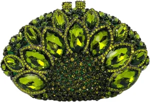 Boutique De FGG Women Peacock Clutch Purses for Women Formal Crystal Evening Bags Bridal Wedding Rhinestone Clutch Bag,Mini