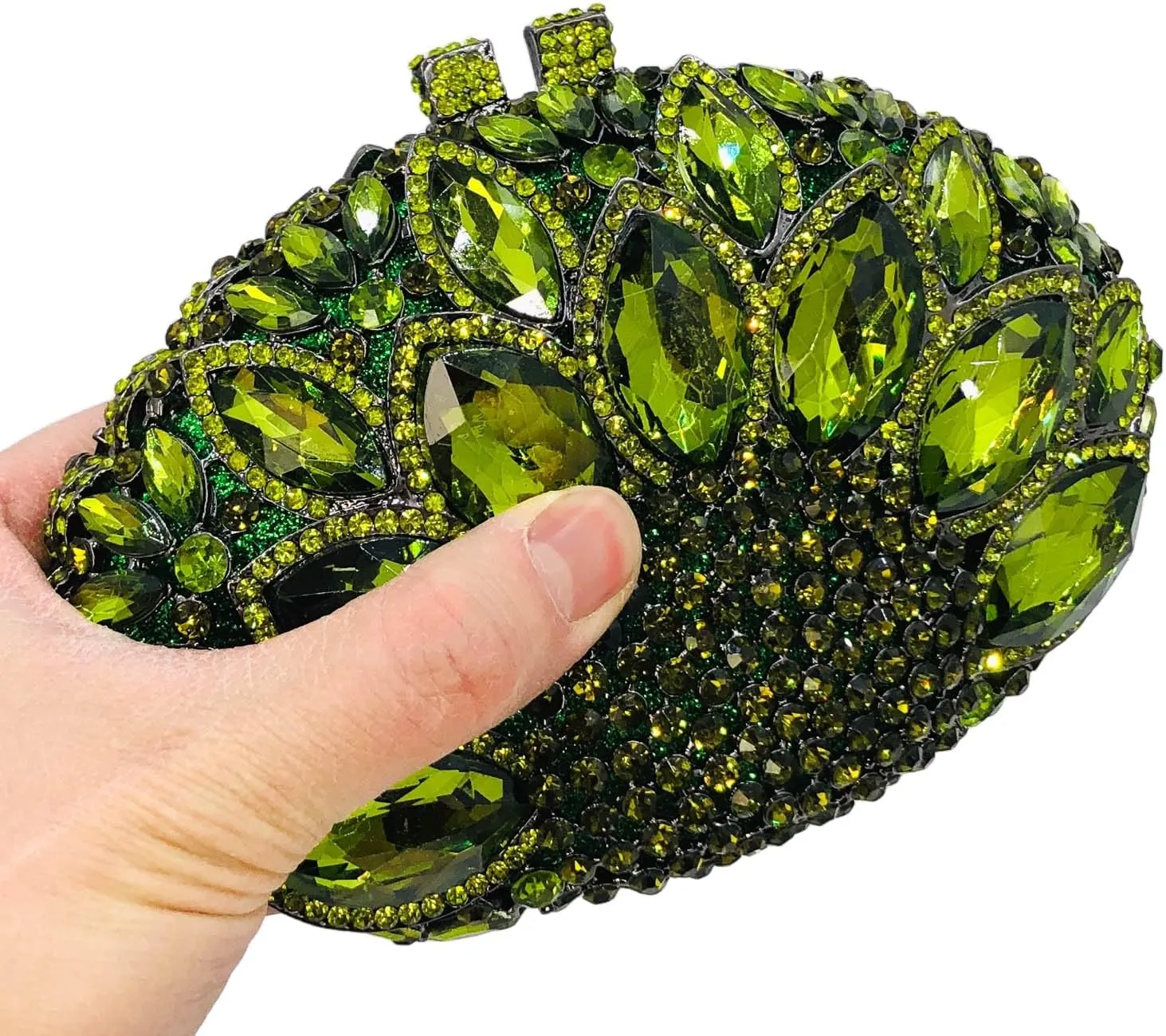 Boutique De FGG Women Peacock Clutch Purses for Women Formal Crystal Evening Bags Bridal Wedding Rhinestone Clutch Bag,Mini