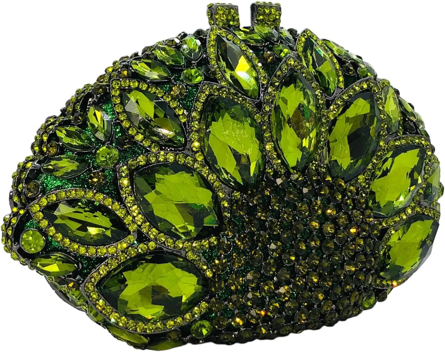 Boutique De FGG Women Peacock Clutch Purses for Women Formal Crystal Evening Bags Bridal Wedding Rhinestone Clutch Bag,Mini