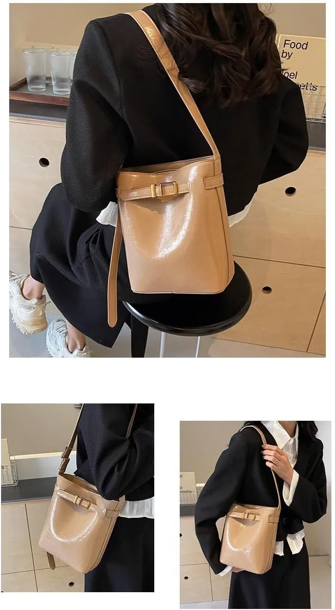 Bucket Bag for Women Small Crossbody Bag Stylish Shoulder Purse Casual Handbag with Zipper Closure and Adjustable Strap