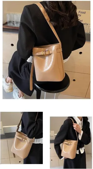 Bucket Bag for Women Small Crossbody Bag Stylish Shoulder Purse Casual Handbag with Zipper Closure and Adjustable Strap