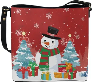 Bucket Bags and Purse for Women Merry Christmas Santa Claus Hobo and Shoulder Handbags with 2 Detachable Straps