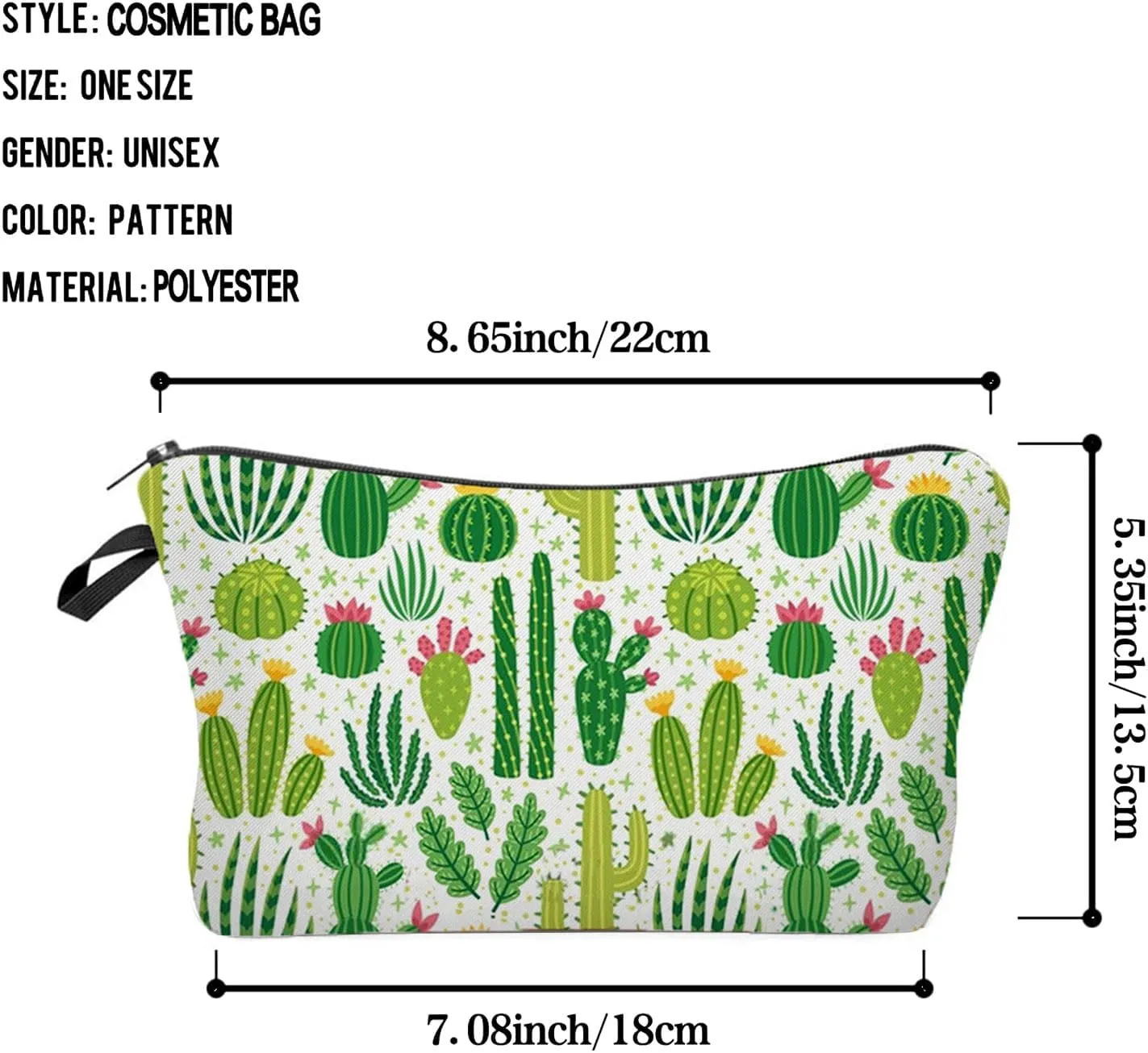 Cactus Cosmetic Bag Cute Small Makeup Bag Travel Toiletry Zipper Pouch Girls Flower Gifts for Sisters Green Plant Makeup Bag Gift for Women
