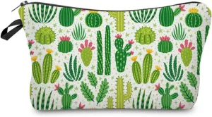 Cactus Cosmetic Bag Cute Small Makeup Bag Travel Toiletry Zipper Pouch Girls Flower Gifts for Sisters Green Plant Makeup Bag Gift for Women