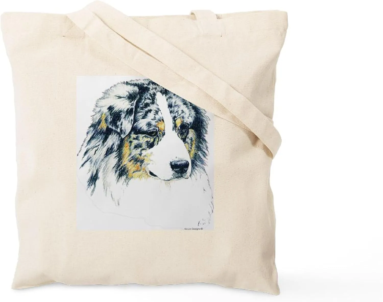 CafePress Australian Shepherd Blue Merle Tote Bag Natural Canvas Tote Bag, Reusable Shopping Bag