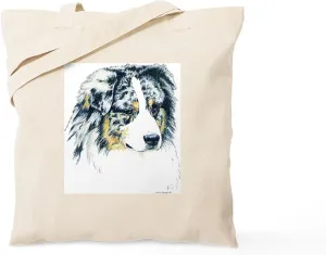 CafePress Australian Shepherd Blue Merle Tote Bag Natural Canvas Tote Bag, Reusable Shopping Bag