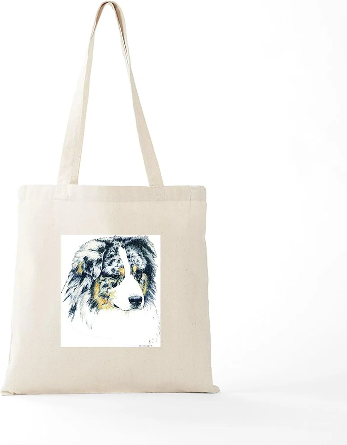 CafePress Australian Shepherd Blue Merle Tote Bag Natural Canvas Tote Bag, Reusable Shopping Bag