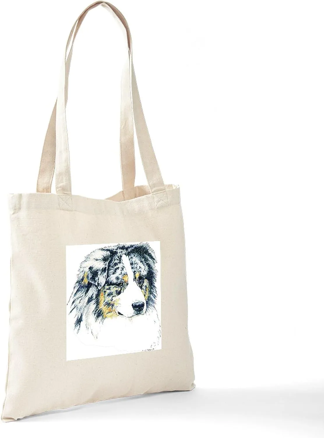 CafePress Australian Shepherd Blue Merle Tote Bag Natural Canvas Tote Bag, Reusable Shopping Bag