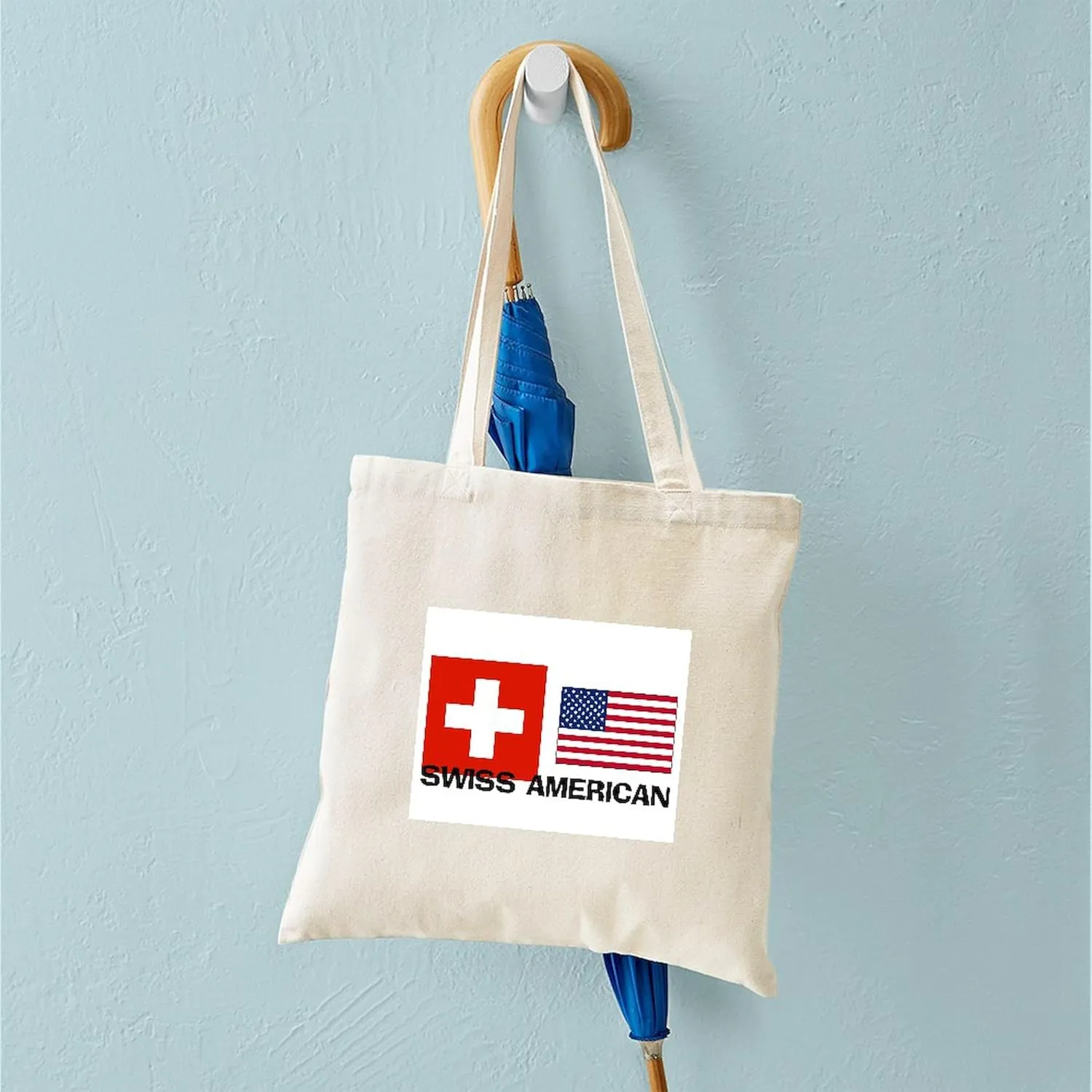 CafePress Swiss American Tote Bag Natural Canvas Tote Bag, Reusable Shopping Bag