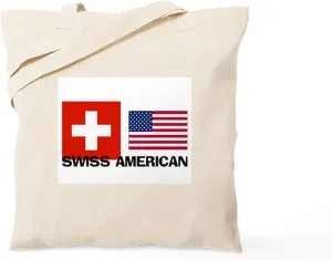 CafePress Swiss American Tote Bag Natural Canvas Tote Bag, Reusable Shopping Bag