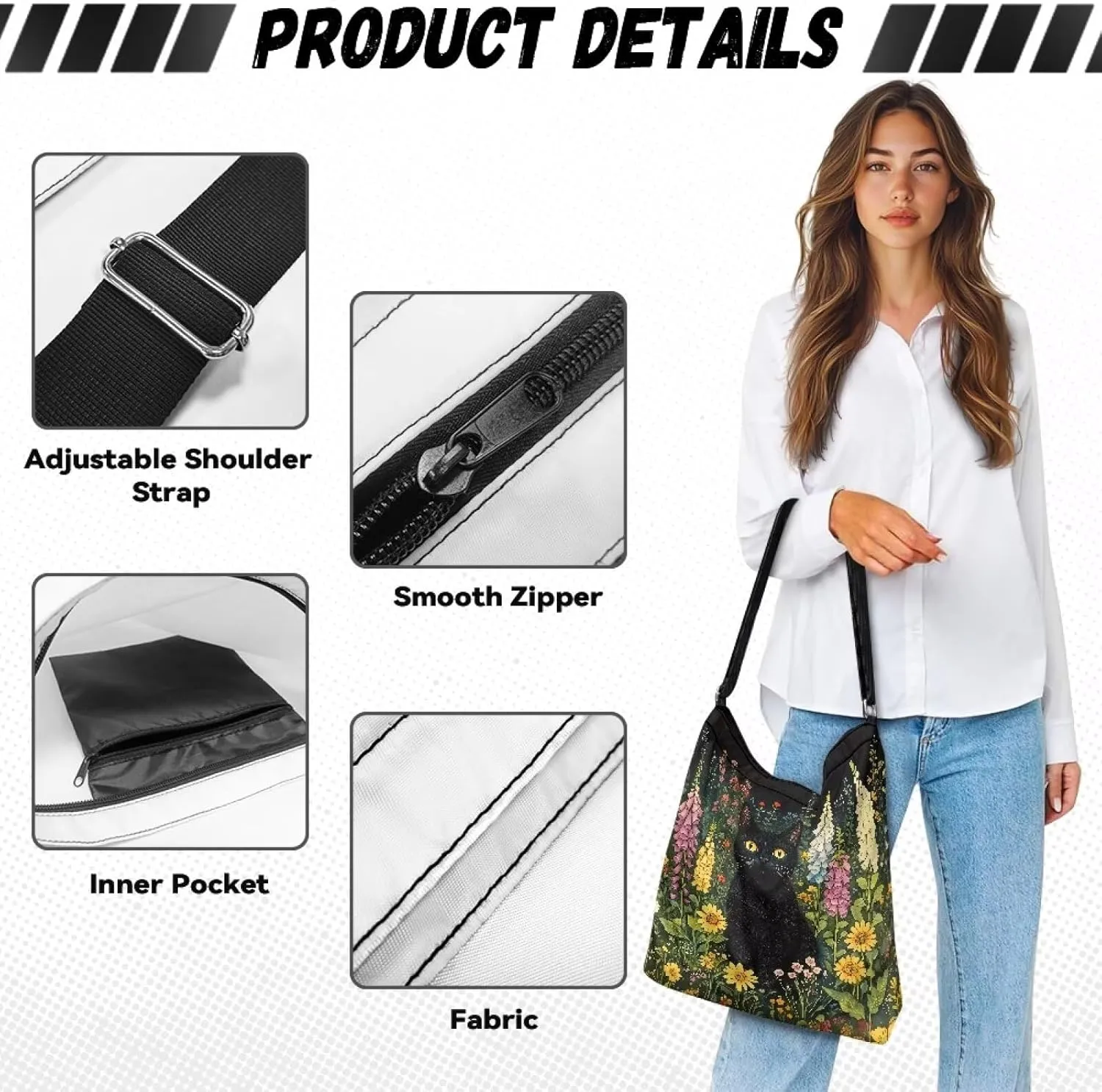 Canvas Tote Bag for Women, Anti Water Tote Bag Stylish Shoulder Purse Women'S Canvas Hobo Bag