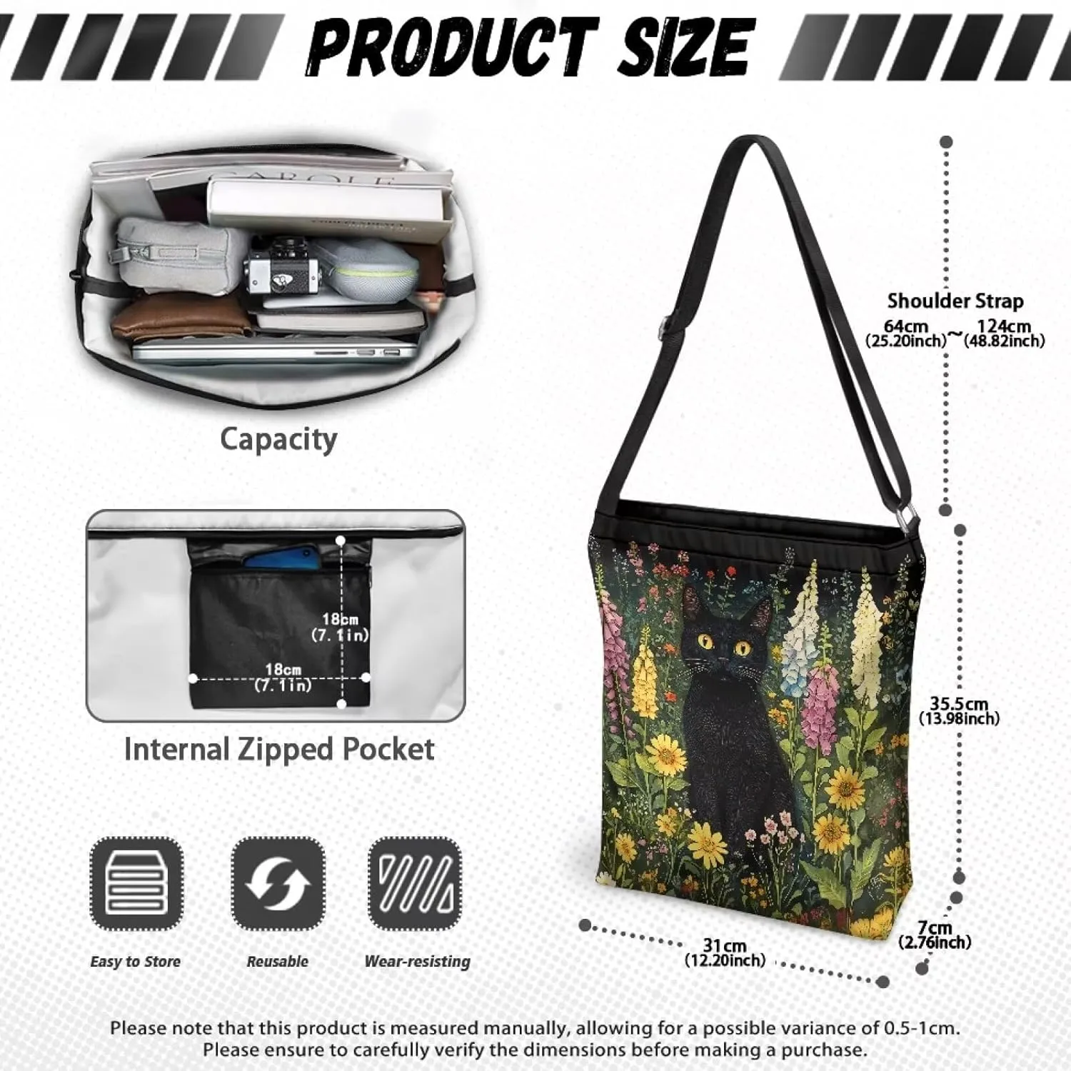 Canvas Tote Bag for Women, Anti Water Tote Bag Stylish Shoulder Purse Women'S Canvas Hobo Bag