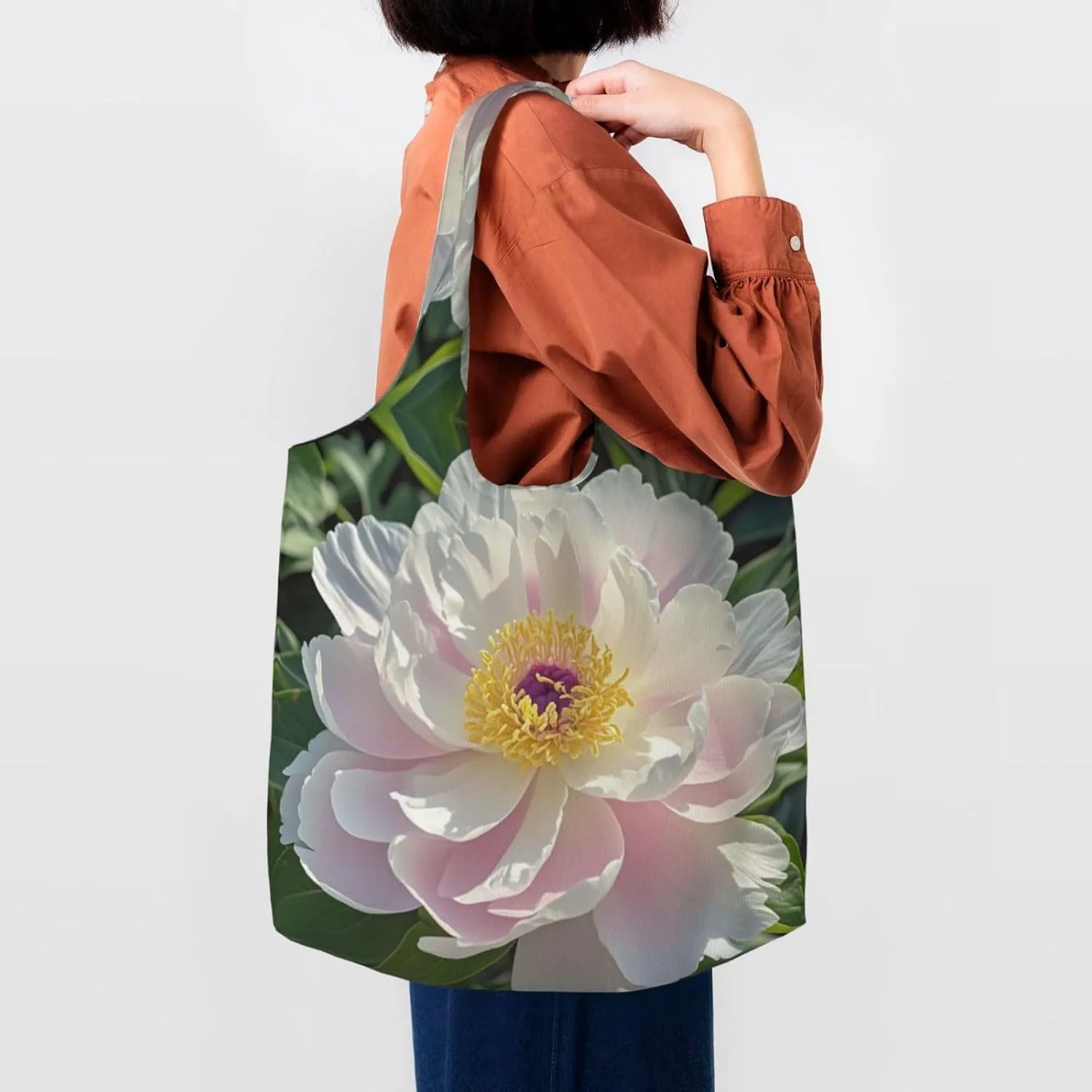 Canvas Tote Bag Reusable Grocery Bags Lightweight Handbag blue and white Tote Bag for Shopping Cloth Bags