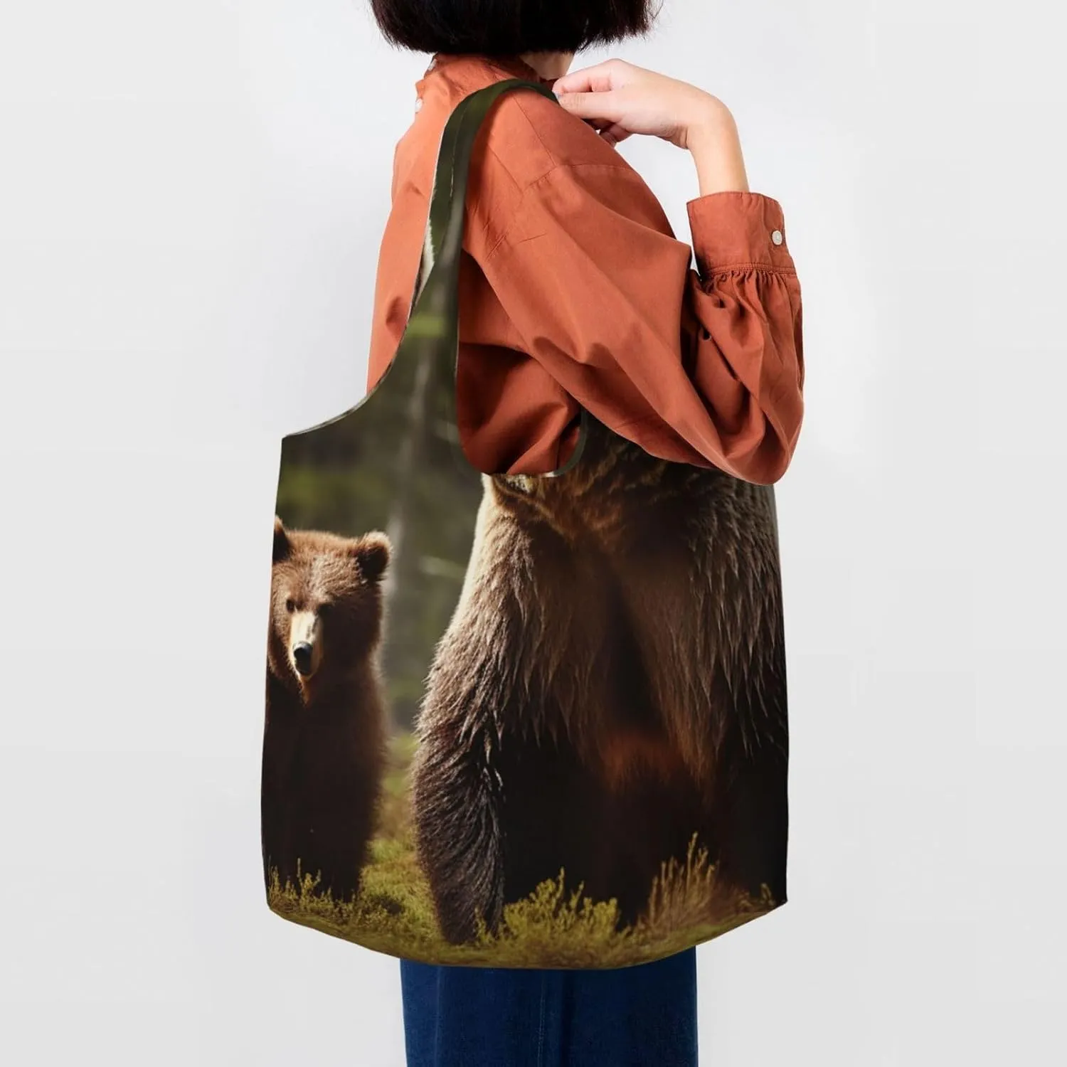 Canvas Tote Bag Reusable Grocery Bags Lightweight Handbag Northern Lights Tote Bag for Shopping Cloth Bags