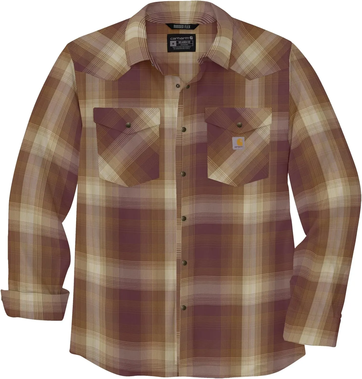 Carhartt Men's Montana Rugged Flex Relaxed Fit Lightweight Long-Sleeve Snap-Front Plaid Shirt