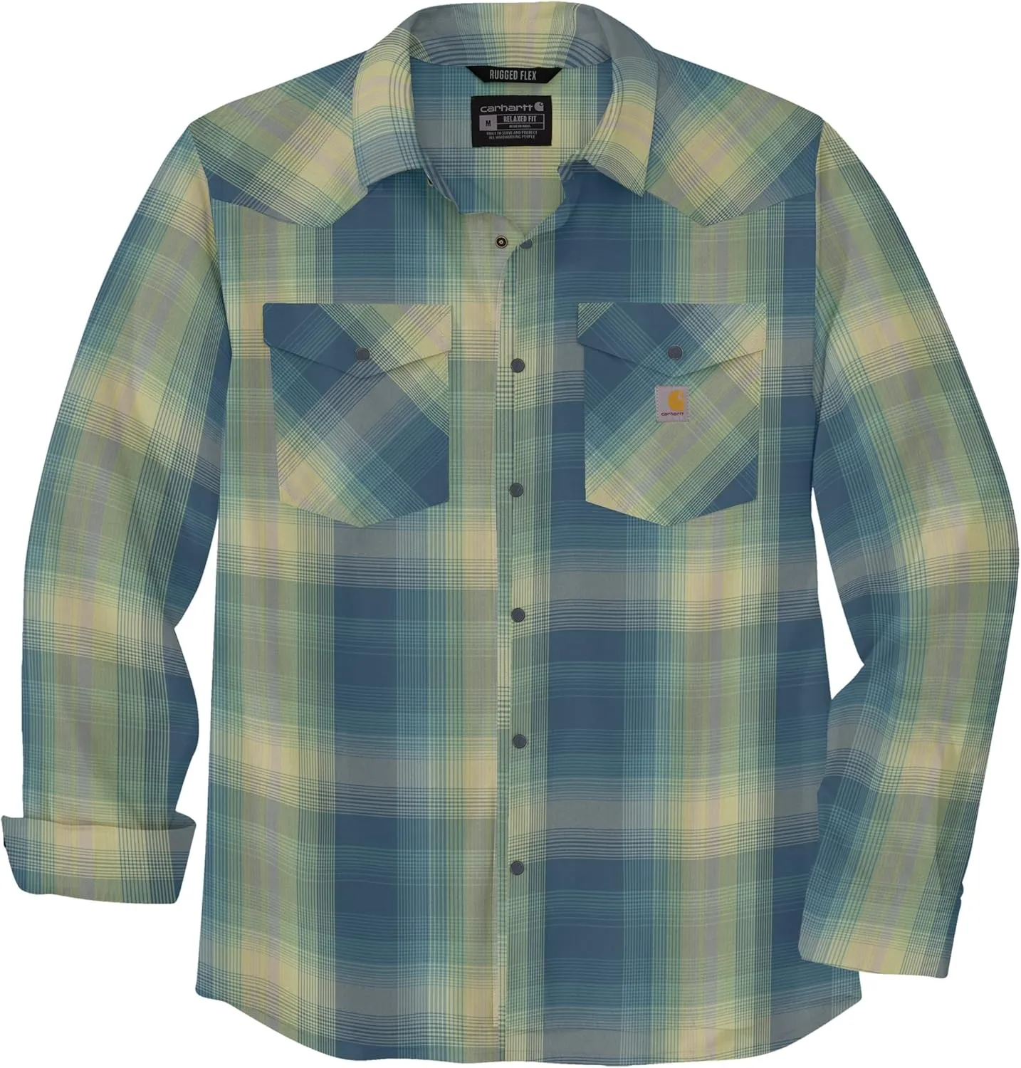 Carhartt Men's Montana Rugged Flex Relaxed Fit Lightweight Long-Sleeve Snap-Front Plaid Shirt