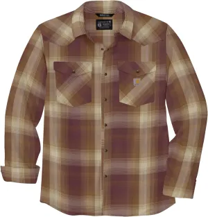 Carhartt Men's Montana Rugged Flex Relaxed Fit Lightweight Long-Sleeve Snap-Front Plaid Shirt