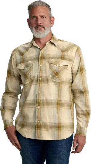 Carhartt Men's Montana Rugged Flex Relaxed Fit Lightweight Long-Sleeve Snap-Front Plaid Shirt