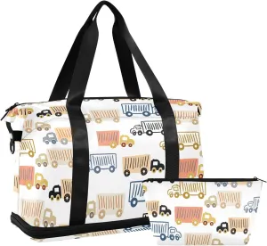 Cartoon Truck Travel Tote for Women Expandable Football Bag, Bags that Fit under Airplane Seat