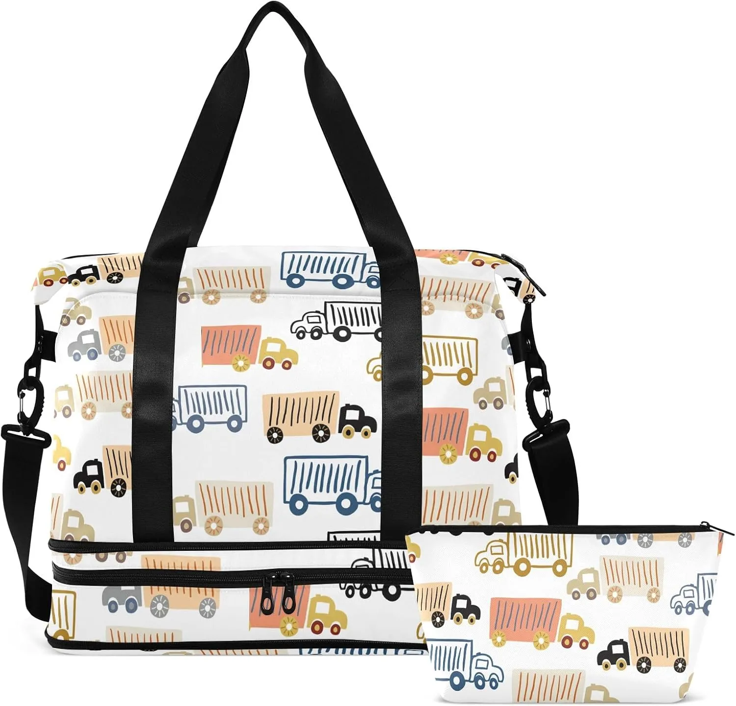 Cartoon Truck Travel Tote for Women Expandable Football Bag, Bags that Fit under Airplane Seat