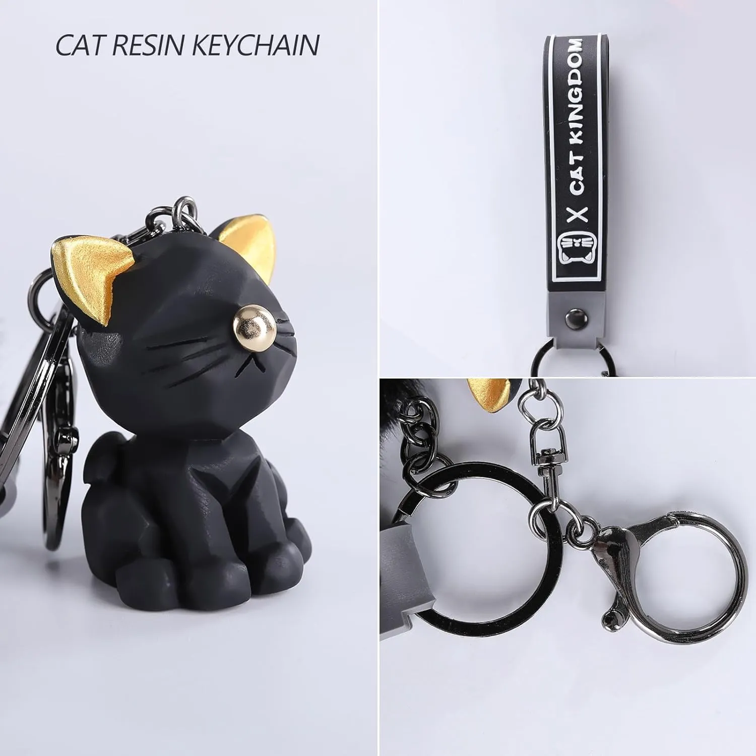 Cat Keychain with Fluffy Pom Pom for Women Purse Handbags - Cute and Stylish Key Ring Bag Charms for Cat Lovers