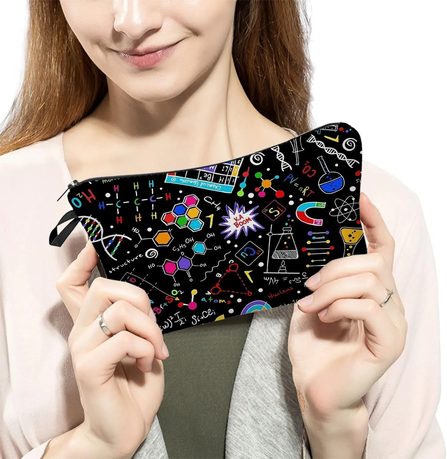 Chemistry Gifts Chemical Elements Makeup Bag Cute Small Organizer Bag Toiletry Zipper Pouch Birthday Graduation Gift Chemical Cosmetic Bag for Women Chemist Graduates Friends