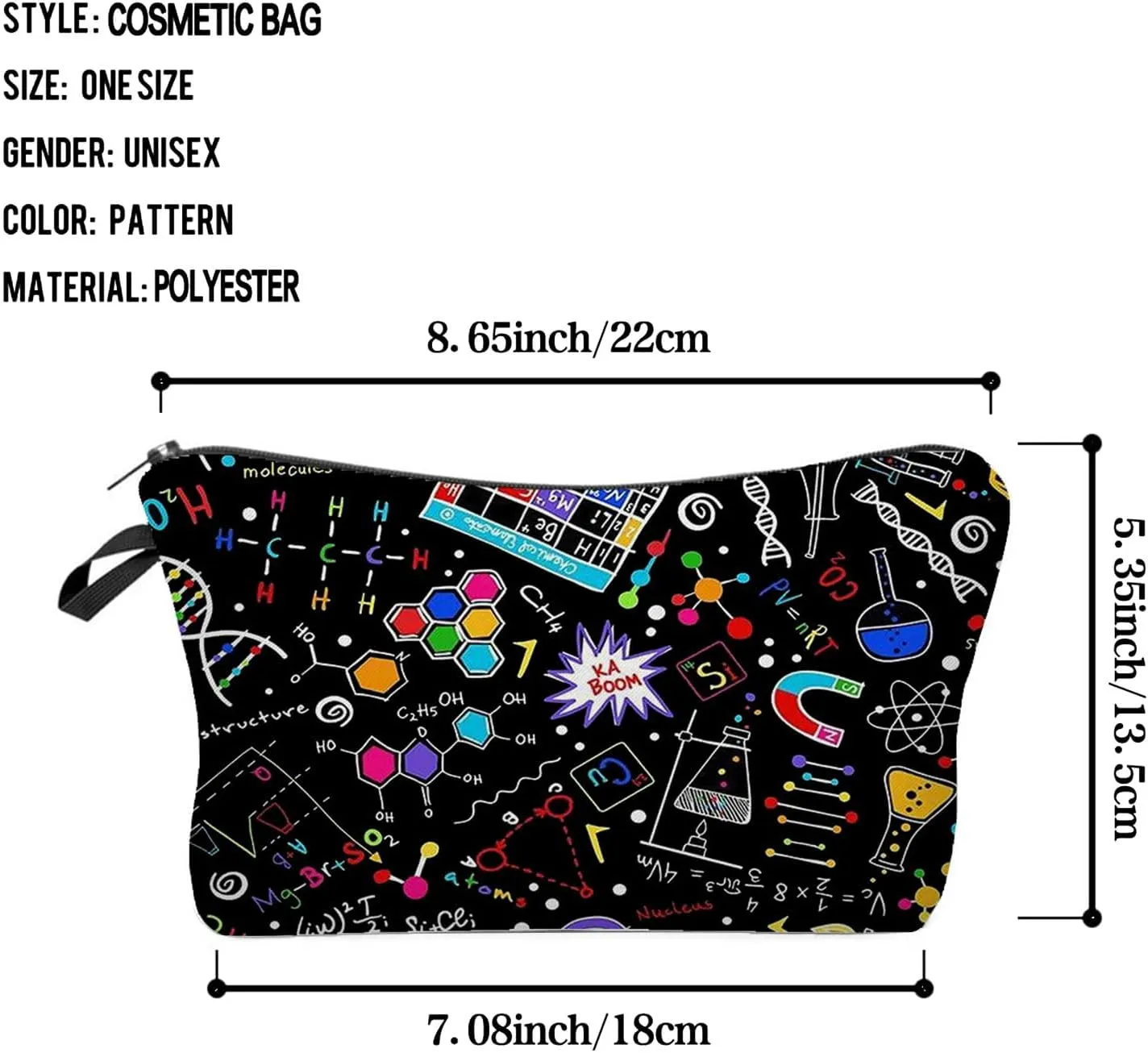 Chemistry Gifts Chemical Elements Makeup Bag Cute Small Organizer Bag Toiletry Zipper Pouch Birthday Graduation Gift Chemical Cosmetic Bag for Women Chemist Graduates Friends