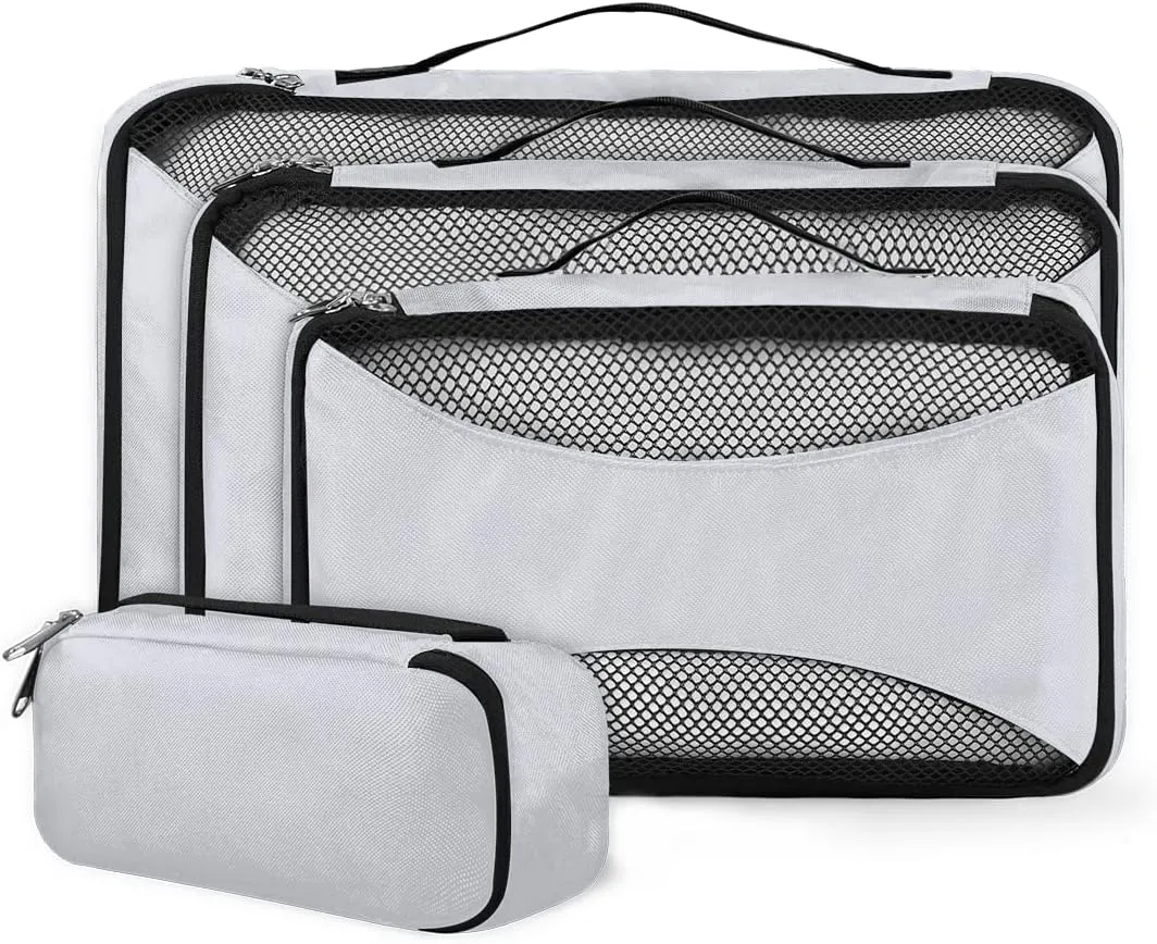 Cherry Berries 4 Piece Packing Travel Organizer Cubes Set Mesh Fabric Ventilate Design Lightweight Travel Accessories 4 Sizes (Extra Large, Large, Medium, Small)