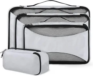 Cherry Berries 4 Piece Packing Travel Organizer Cubes Set Mesh Fabric Ventilate Design Lightweight Travel Accessories 4 Sizes (Extra Large, Large, Medium, Small)