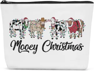 Christmas Makeup Bag Christmas Purses for Women Cow Gifts Christmas Travel Organizer Travel Toiletry Bag Christmas Season Cosmetic Bag for Women Gifts for Christmas Farmer Cow Lover