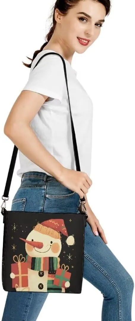 Christmas Shoulder Purse Bucket Bag for Women Leather Tote Bag Stylish Travel Shopping Hobo Bags,Multiple Pockets