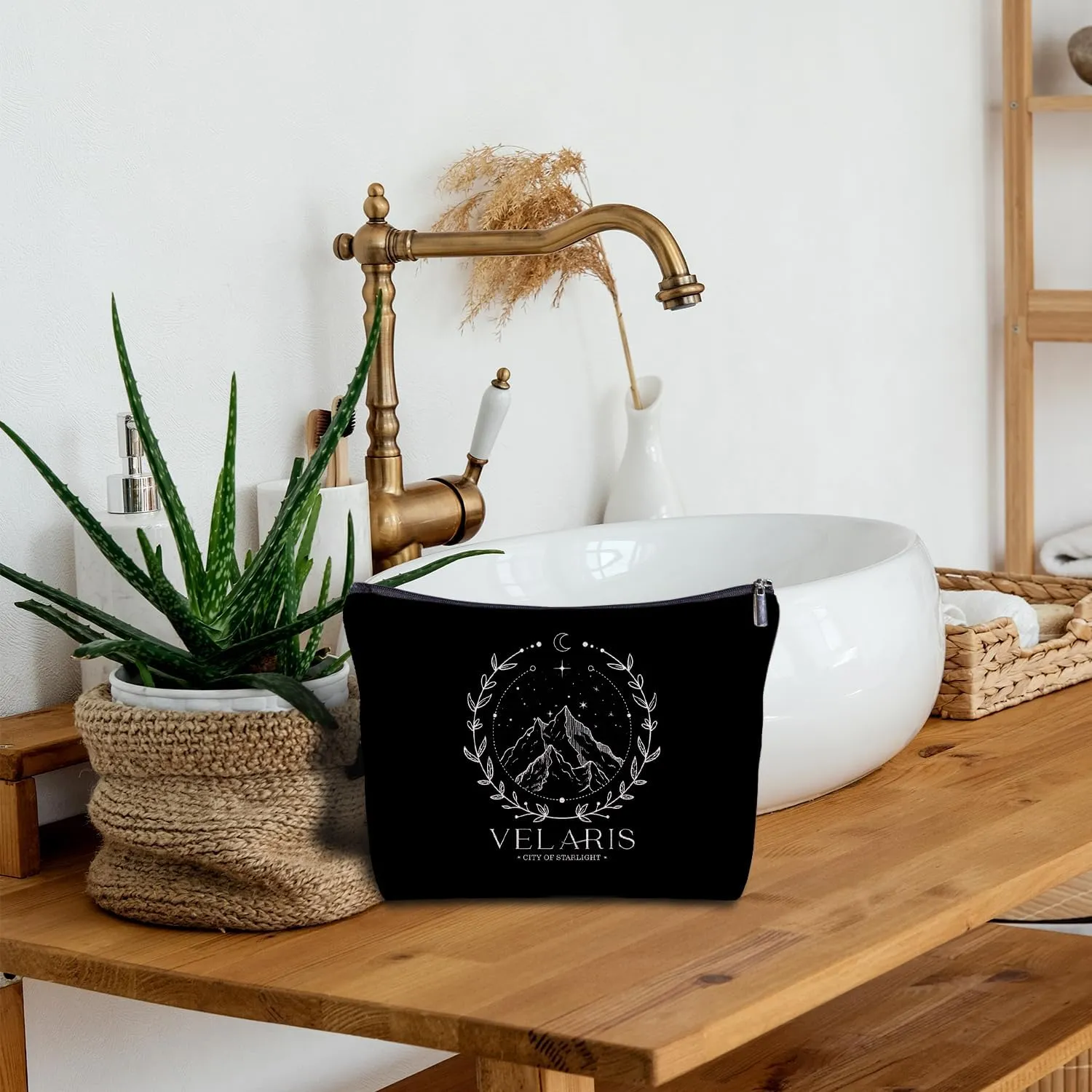 City of Starlight Makeup Bag - A Court of Thorns and Roses Gifts, Night Court, Velaris Book Lovers Readers Women's Zippered Bag for Purse, Bookish Gifts Cosmetic Bags
