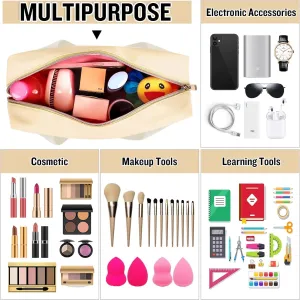 Clear Makeup Bags Stuff Pouch, Makeup Bags Zipper with Handle, Clear PVC & Nylon Waterproof Cosmetic Handbag, Travel Essentials Make up Storage Tote for Women Teen (Yellow)