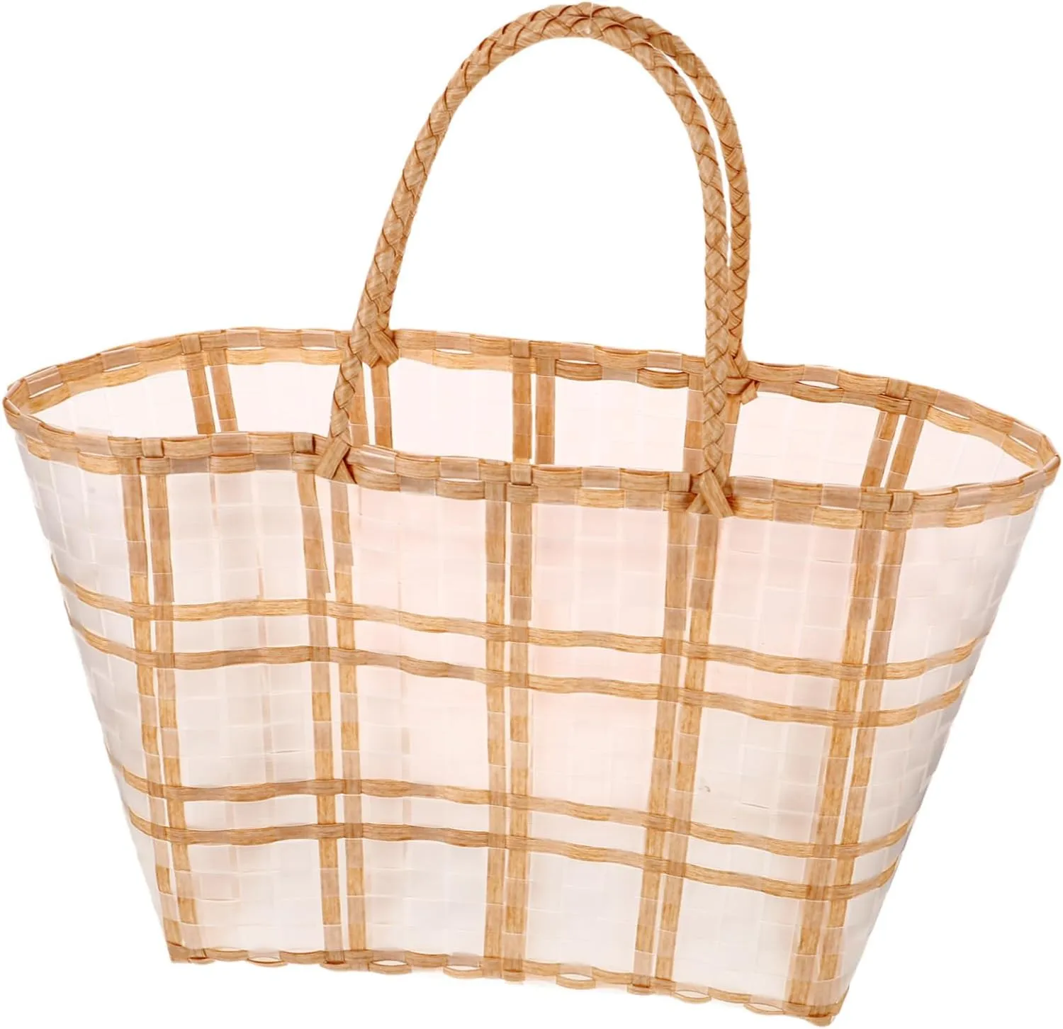Clear Woven Tote Bag for Women Durable Utility Handbag Large Capacity Beach Picnic Accessory Stylish Summer Storage
