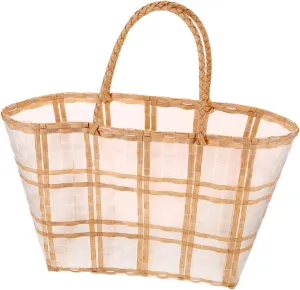 Clear Woven Tote Bag for Women Durable Utility Handbag Large Capacity Beach Picnic Accessory Stylish Summer Storage