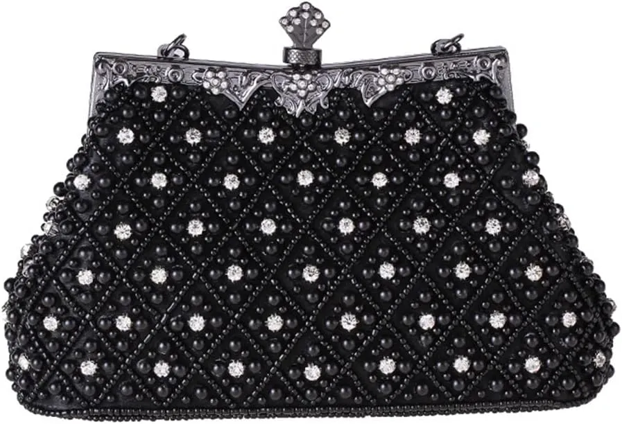 Clutch Bag With Handle Women Evening Bags Beaded Handmade Diamonds Chain Party Shoulder Bags