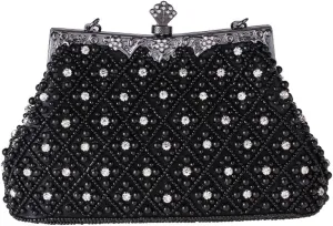 Clutch Bag With Handle Women Evening Bags Beaded Handmade Diamonds Chain Party Shoulder Bags