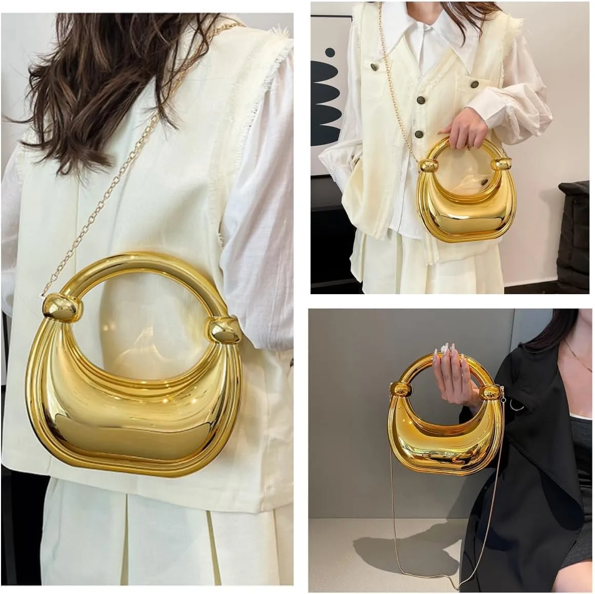 Clutch Purses for Women - Acrylic Evening Bag with Chain Strap Heart Purse for Women Stylish Bags for Parties Weddings