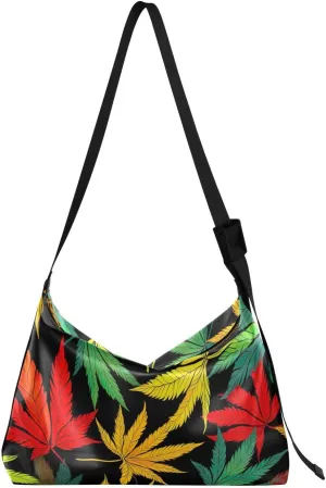 Color Leaf Beautiful Red Tote Bag for Women Large Hobo Bags Leather Crossbody Bags Casual Handbags with Adjustable Strap for Travel