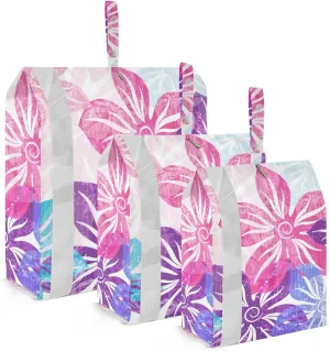 Colorful Flowers Packing Cubes Set of 3, Lightweight Travel Luggage Organizers Foldable Bags for Easy Packing and Organization