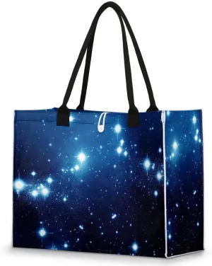 Constellation Stars Tote Bag for Women Reusable Grocery Bags Large Beach Bag Tote Bag for Work Shopping Travel Gym