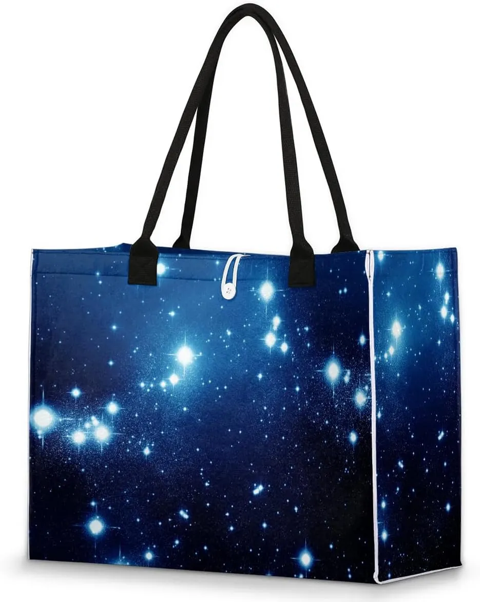 Constellation Stars Tote Bag for Women Reusable Grocery Bags Large Beach Bag Tote Bag for Work Shopping Travel Gym
