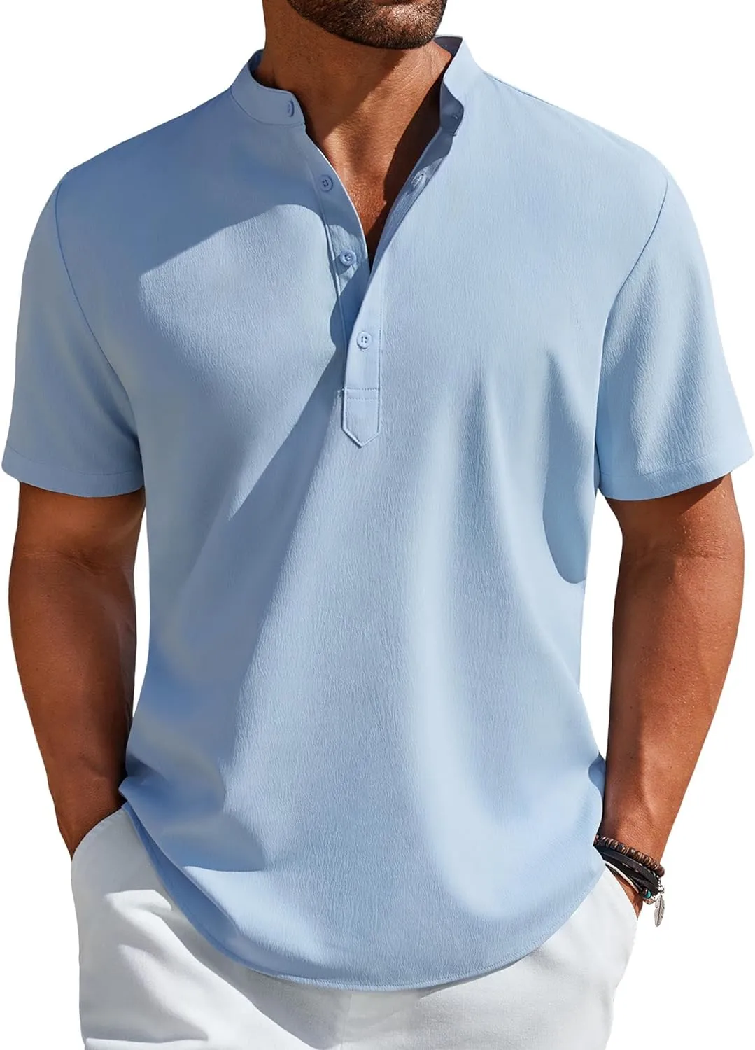 COOFANDY Men's Henley Shirt Short Sleeve Casual T-Shirt Summer Beach Hippie Henley Tee Shirt