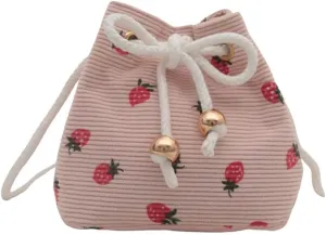 Creative Drawstring Crossbody Bag In Strawberry Print Large Capacity Bucket Shoulder Bags Satchel ForTrendsetters