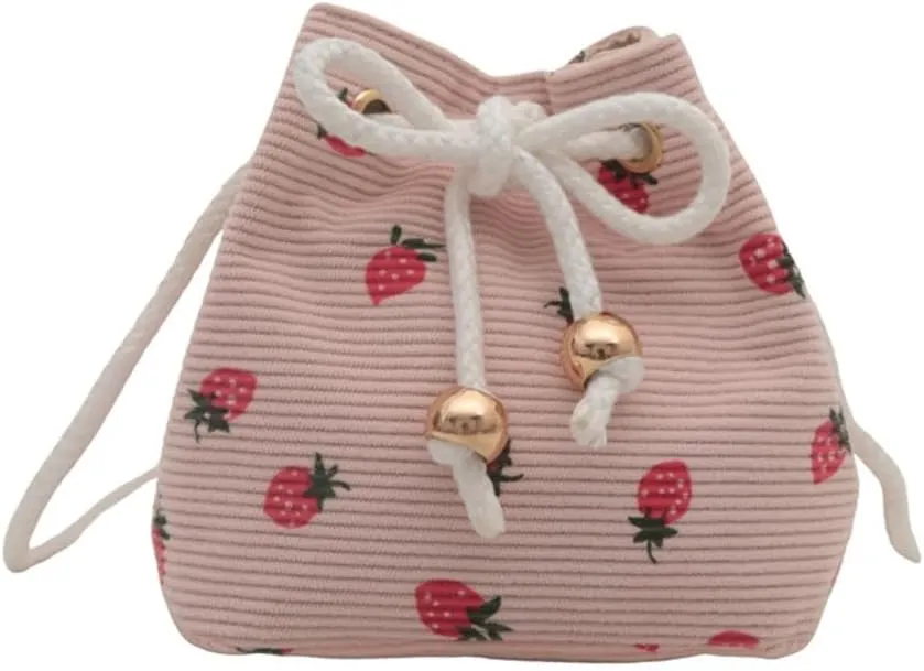 Creative Drawstring Crossbody Bag In Strawberry Print Large Capacity Bucket Shoulder Bags Satchel ForTrendsetters